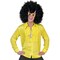 Adult 70s Disco Shirt Costume Yellow Ruffle Front Wide Collar Mens